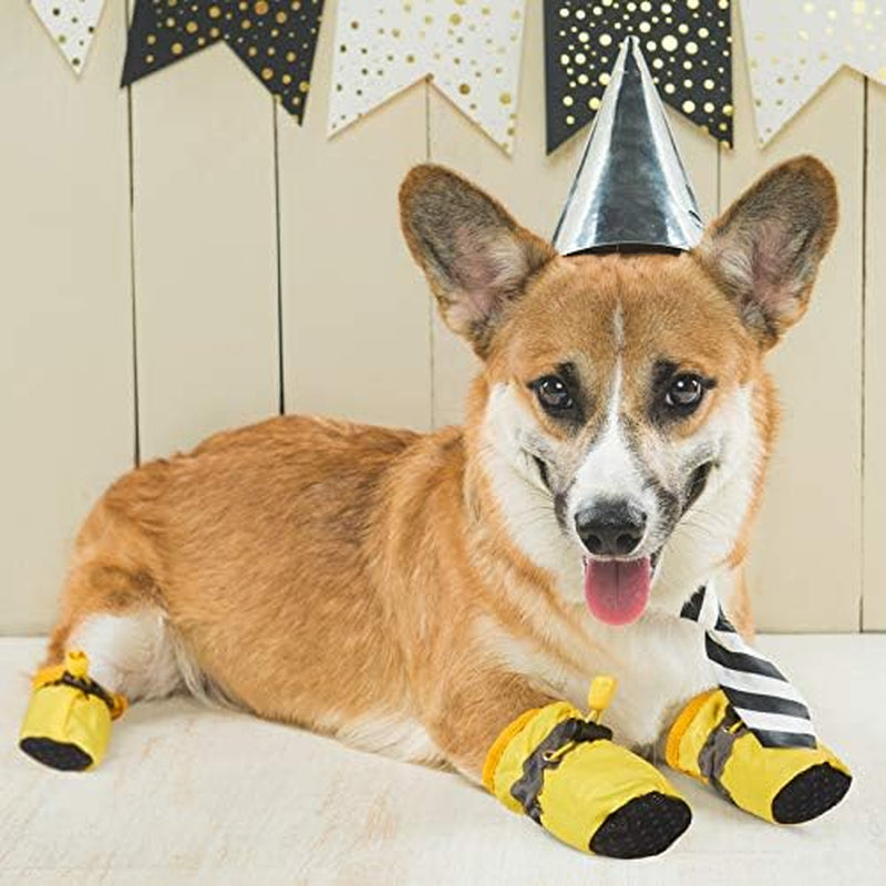 5 Sets 20 Pieces Dog Boots Paw Protectors Anti-Slip Dog Sock Shoes Waterproof Dog Boots with Adjustable Fastening Straps for Pets Dogs (Small Size)