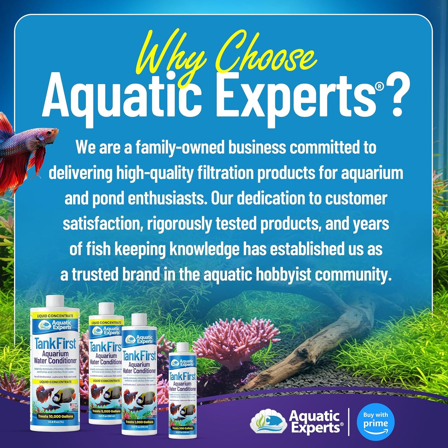 Tankfirst Complete Aquarium Water Conditioner - Fish Water Conditioner, Instantly Removes Chlorine, Chloramines, and Detoxifies Ammonia from Fish Tank (Tankfirst Concentrate, 500 Ml)