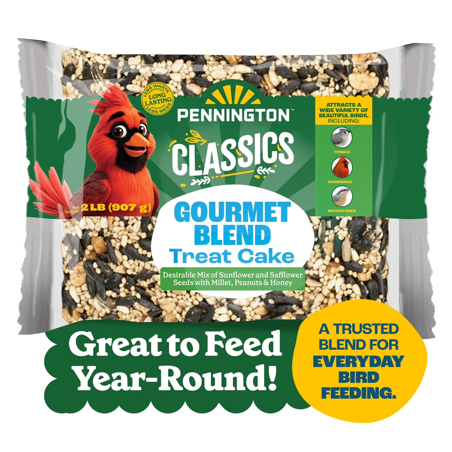 Premium Gourmet Wild Bird Seed Cake, Bird Food, 2 Lb, 1 Pack, Dry