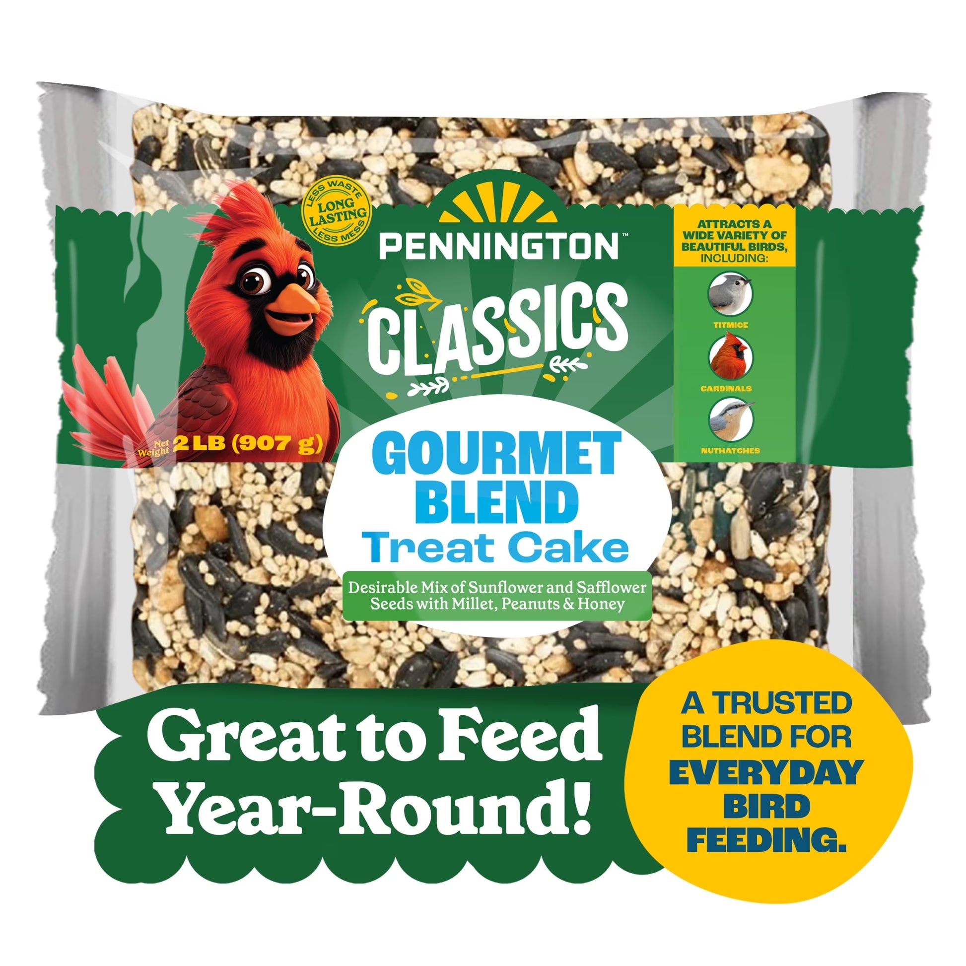 Premium Gourmet Wild Bird Seed Cake, Bird Food, 2 Lb, 1 Pack, Dry