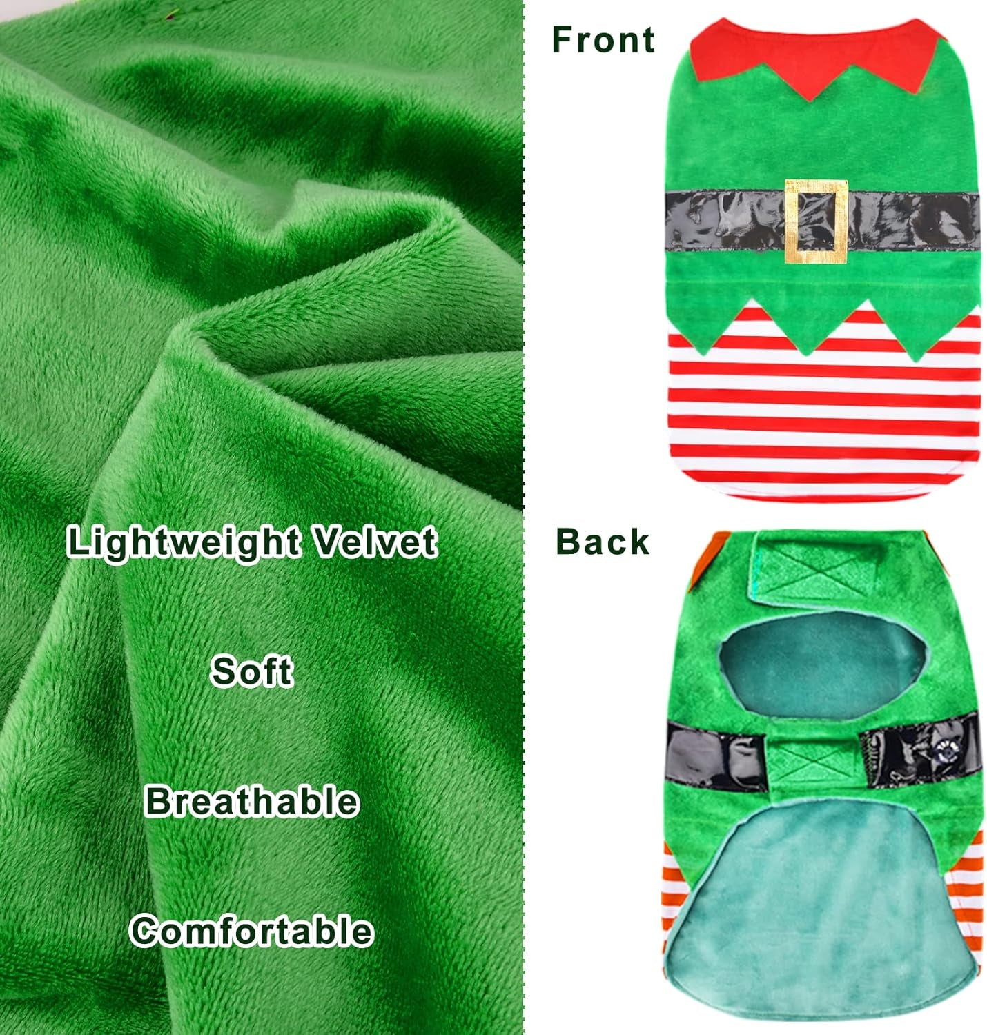Christmas Dog Pajamas, Winter Warm Cute Holiday Theme Dog Onesie Jumpsuit Stretchy Doggie Sweater Puppy Clothes Outift Xmas Tiny Pet PJS for Small Dogs Cat Apparel (NO String Light, Medium)