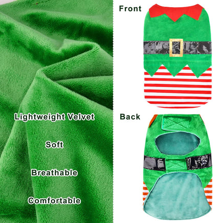 Christmas Dog Pajamas, Winter Warm Cute Holiday Theme Dog Onesie Jumpsuit Stretchy Doggie Sweater Puppy Clothes Outift Xmas Tiny Pet PJS for Small Dogs Cat Apparel (NO String Light, Medium)