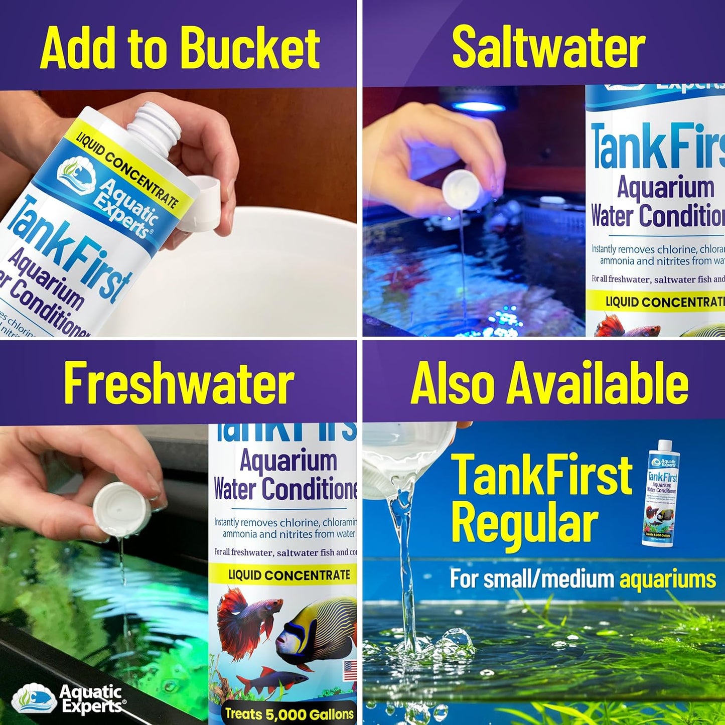 Tankfirst Complete Aquarium Water Conditioner - Fish Water Conditioner, Instantly Removes Chlorine, Chloramines, and Detoxifies Ammonia from Fish Tank (Tankfirst Concentrate, 500 Ml)