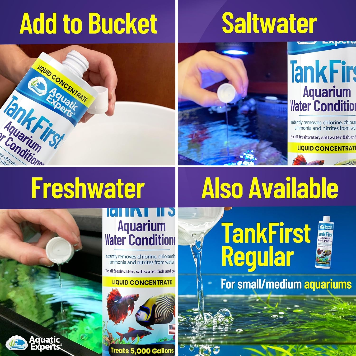 Tankfirst Complete Aquarium Water Conditioner - Fish Water Conditioner, Instantly Removes Chlorine, Chloramines, and Detoxifies Ammonia from Fish Tank (Tankfirst Concentrate, 500 Ml)