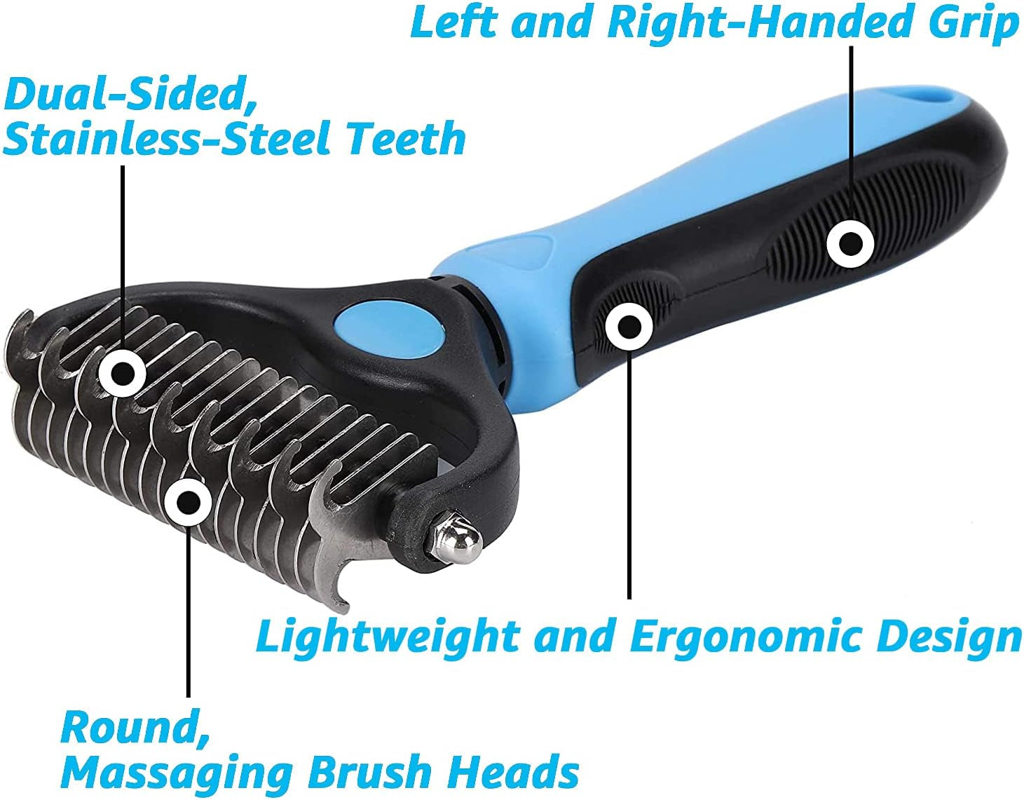 Generation 1 Pet Grooming Brush Dematting Comb with 2 Sided Professional Grooming Rake for Cats & Dogs Deshedding, Mats & Tangles Removing