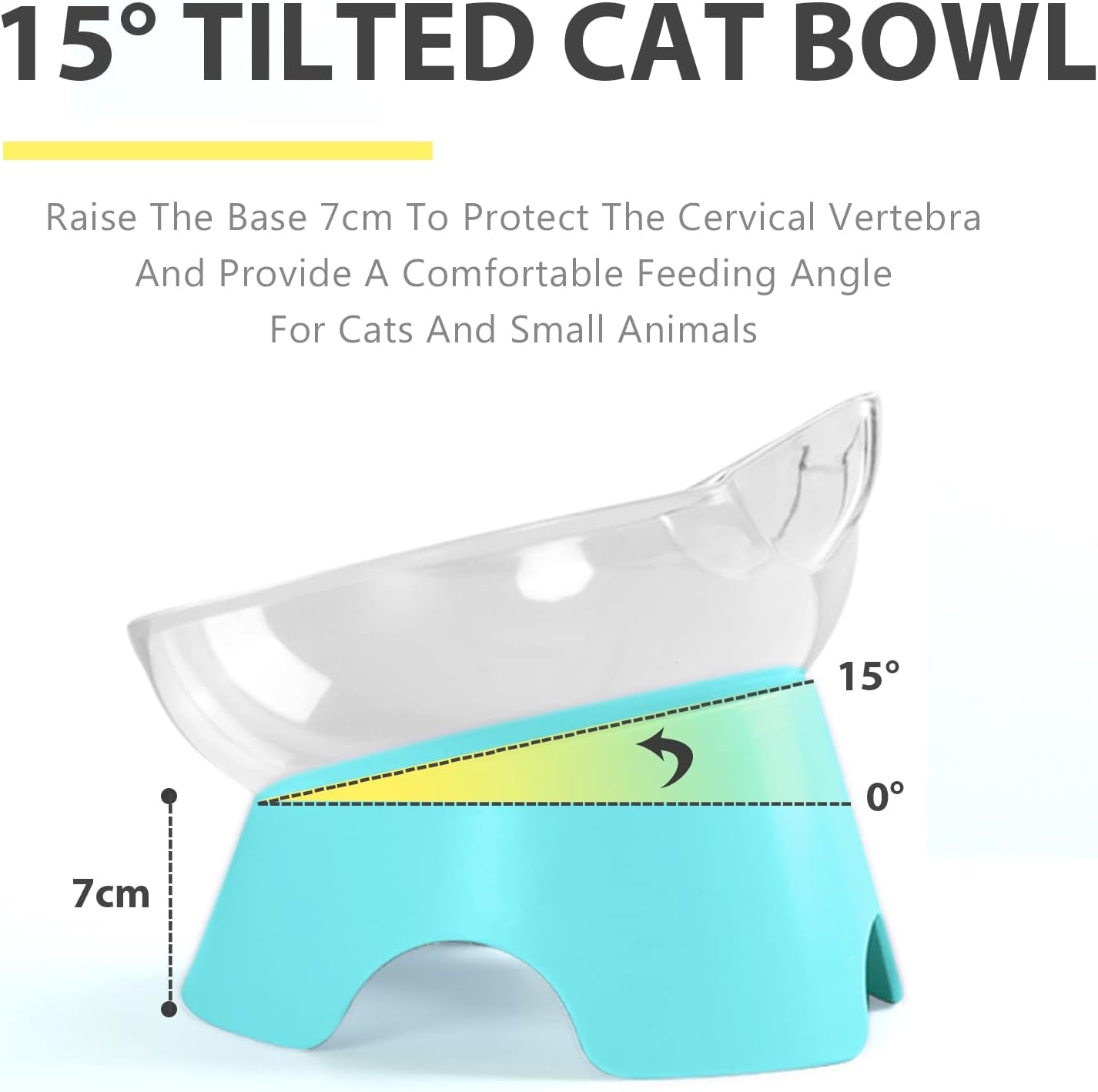 Raised Cat Food Bowls with Stand, Dishes for Food or Water, Tilted Bowl, Pet Dish with Stand (Arcuation-Bule)