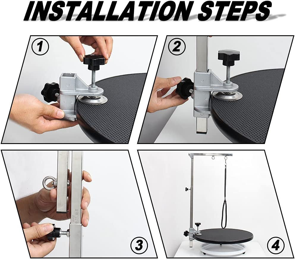 Dog Grooming Table for Dogs At-Home - 360 Rotating Medium Small Dog Grooming Table Adjustable Grooming Arm Includes Grooming Arm, Loop Noose