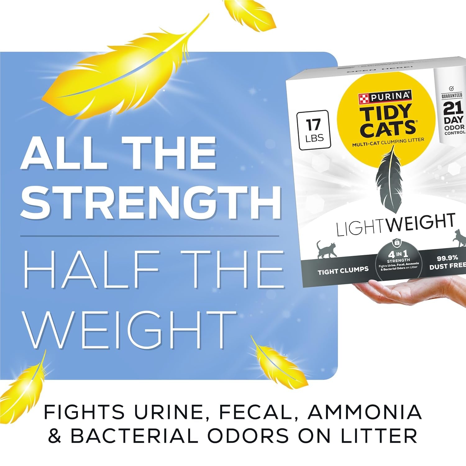 Lightweight 4-In-1 Strength Multi-Cat, Odor Control, Clumping, 99.9 Percent Dust Free Cat Litter - 17 Lb. Box