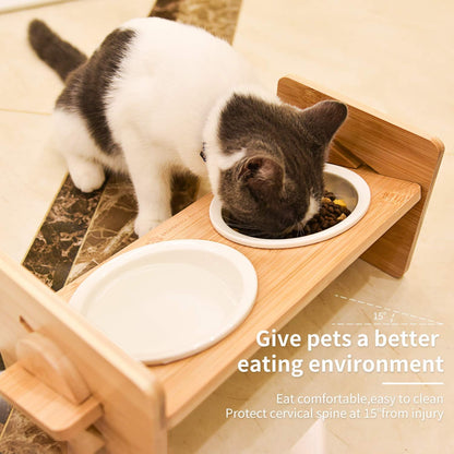 Raised Pet Bowl for Cats and Small Dogs, Adjustable Elevated Dog Cat Food and Water Bowl Stand Feeder with Extra Stainless Steel Bowls (Small to Medium with 4 Bowls)