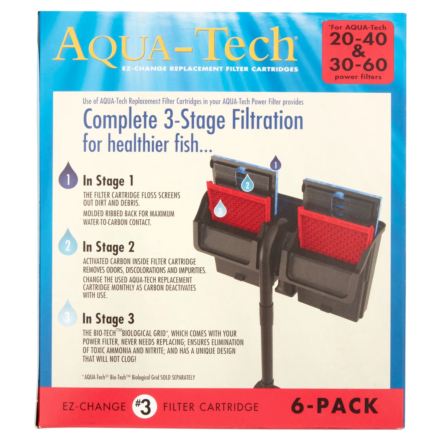 Ez-Change Replacement #3 Aquarium Filter Cartridge, 6 Pack