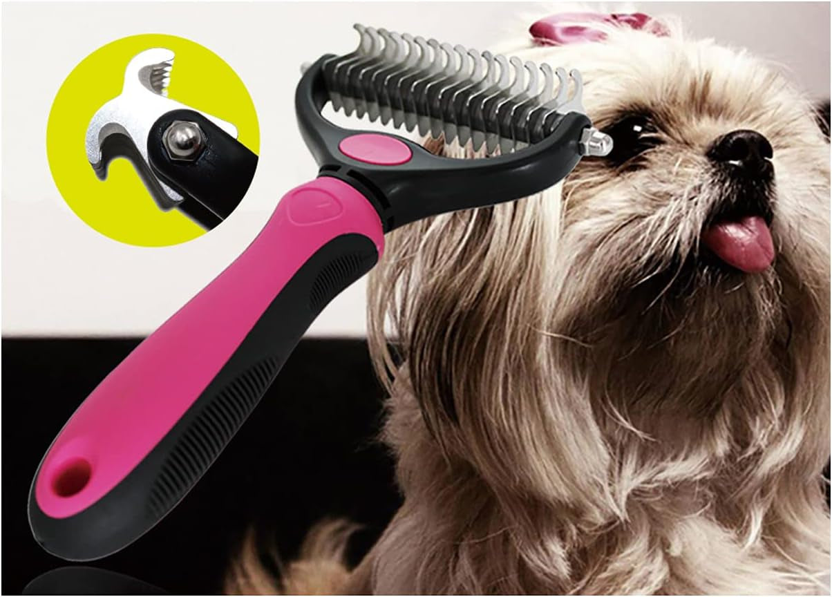 Generation 1 Pet Grooming Brush Dematting Comb with 2 Sided Professional Grooming Rake for Cats & Dogs Deshedding, Mats & Tangles Removing