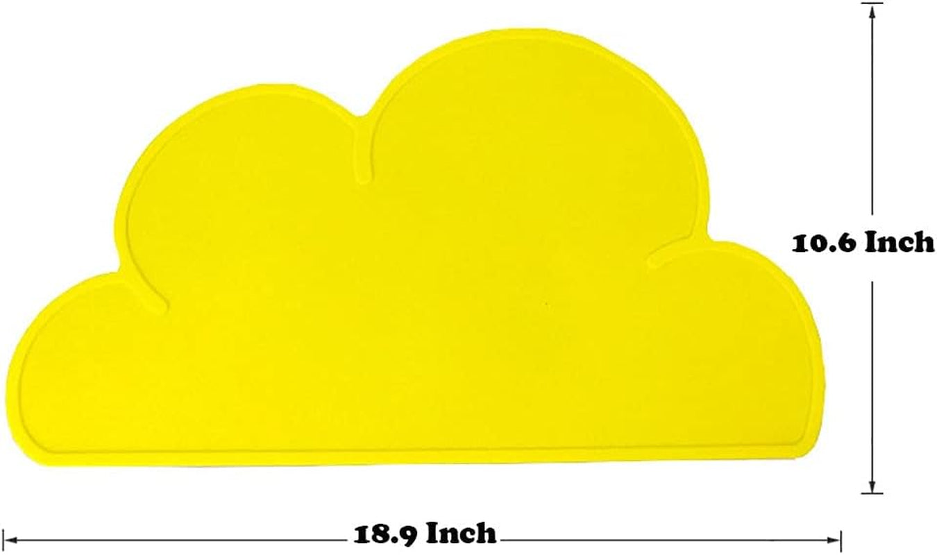 Silicone Pet Feeding Food Mat with Raised Edge, Anti-Slip Waterproof Pet Bowl Mat Placemat for Dog and Cat (Yellow)