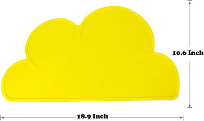 Silicone Pet Feeding Food Mat with Raised Edge, Anti-Slip Waterproof Pet Bowl Mat Placemat for Dog and Cat (Yellow)