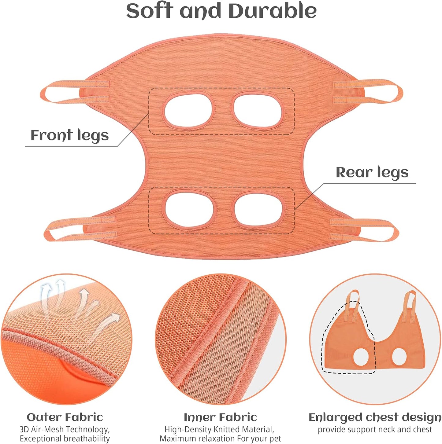 Pet Grooming Hammock, Harness for Cats & Dogs,10 in 1 Dog Holder for Grooming, Hammock Restraint Bag,Pet Supplies Orange