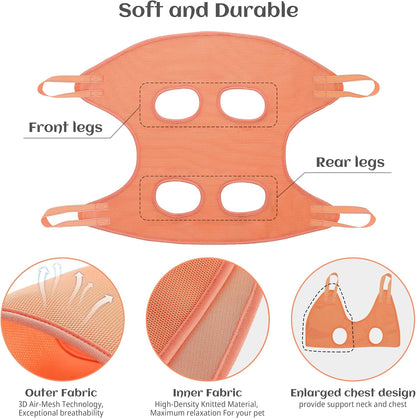 Pet Grooming Hammock, Harness for Cats & Dogs,10 in 1 Dog Holder for Grooming, Hammock Restraint Bag,Pet Supplies Orange
