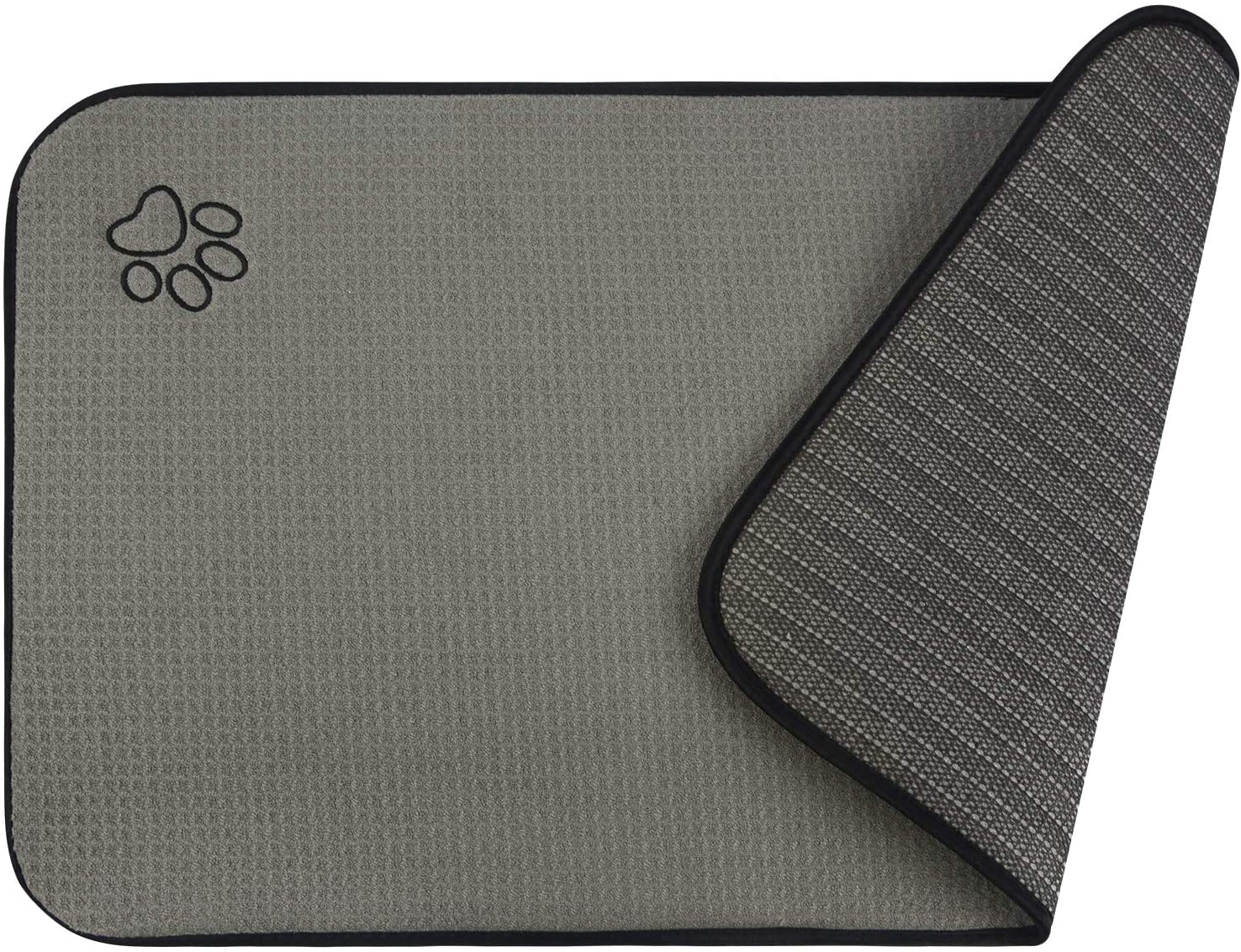 Microfiber Pet Bowl Mat Dog Cats Feeding Mats for Food and Water Dish Drying Mat with Anti-Skid Backing 14.2Inch X 24Inch Grey