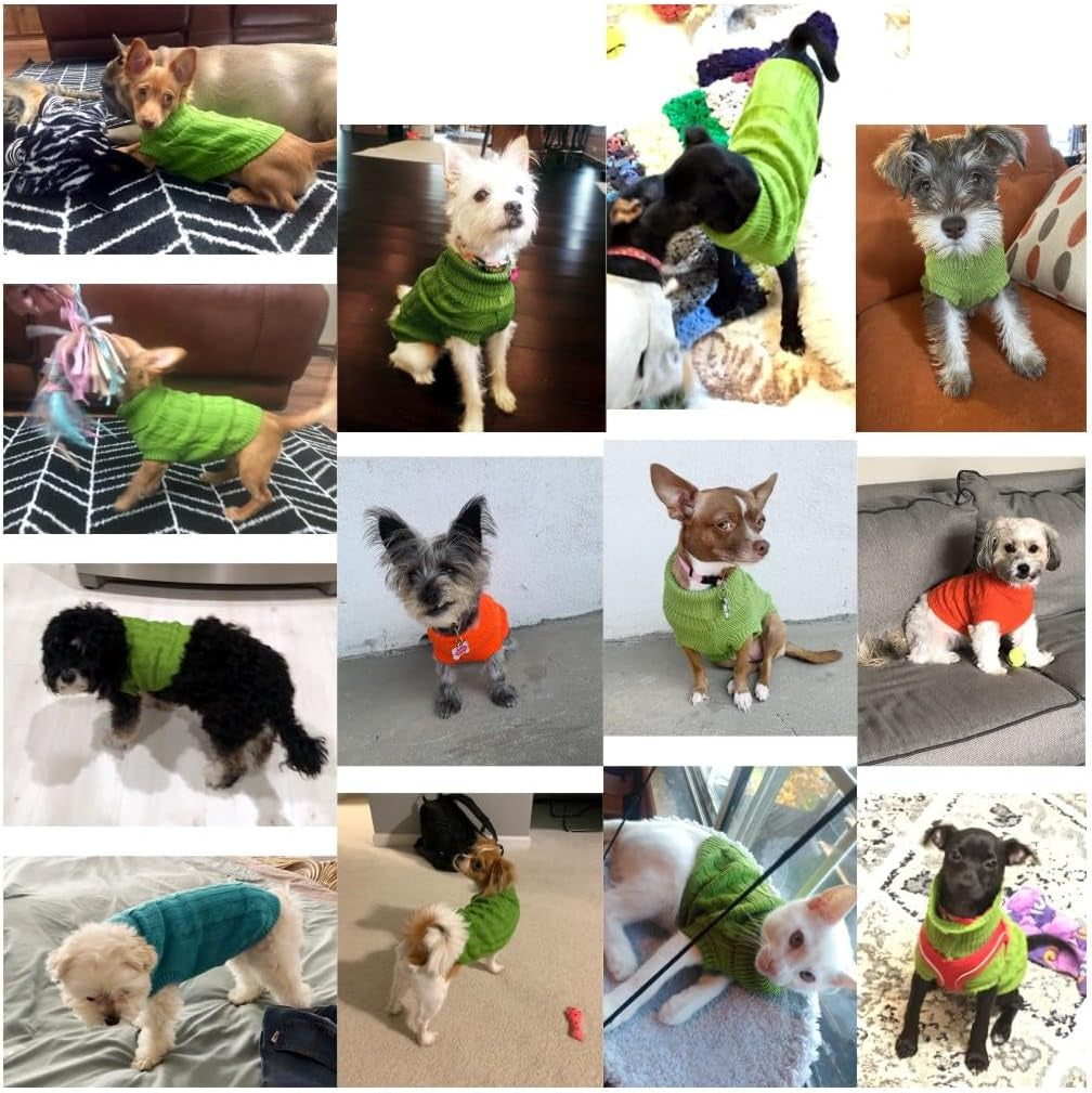 Small Dog Sweaters Knitted Pet Cat Warm Dog Sweatshirt Winter Clothes Kitten Puppy Sweater (Medium,Light Green)