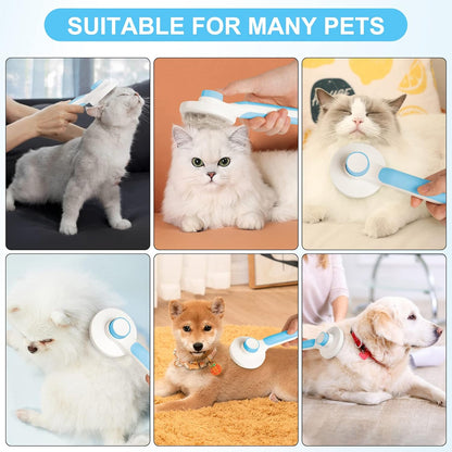 Self Cleaning Slicker Brush,Long & Short Hair Pets Gently Removes Loose Undercoat, Mats and Tangled Hair Dog & Cat Grooming Brush, Skin Friendly(Blue)
