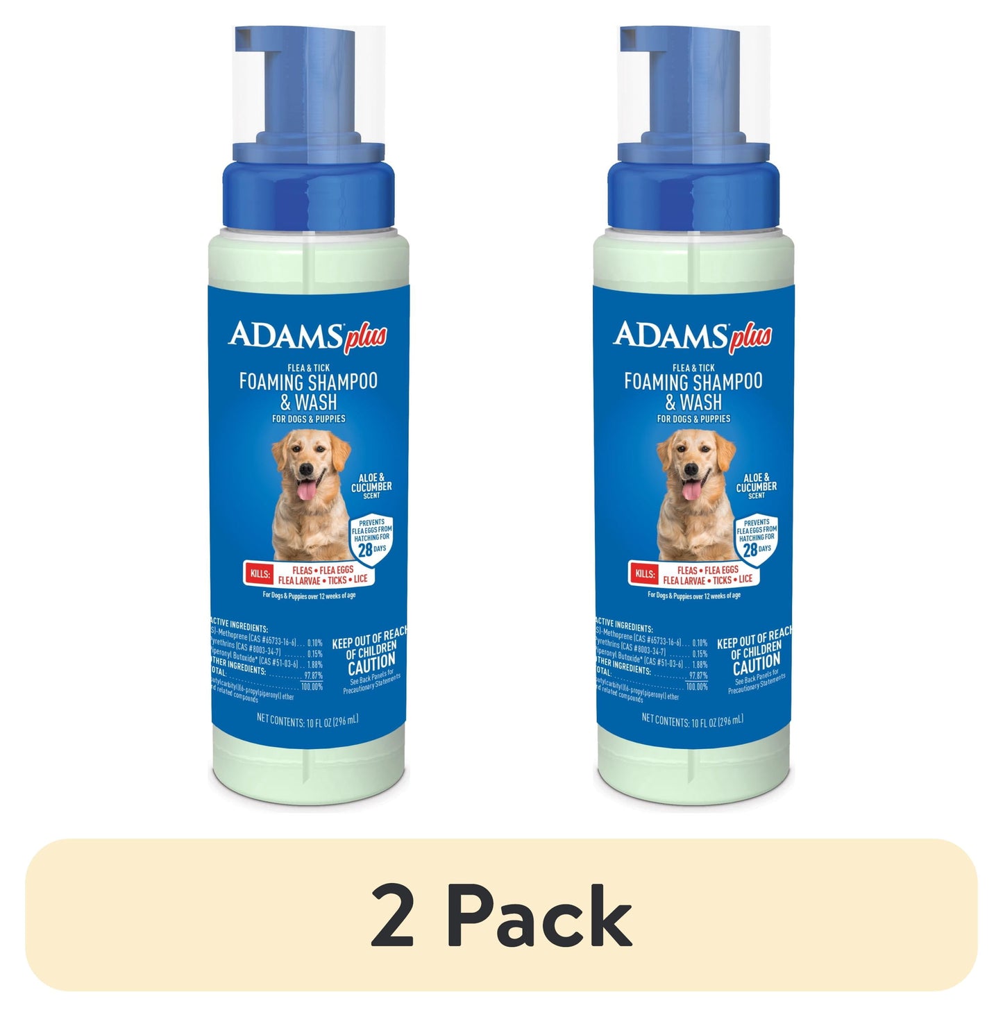 (2 Pack)  plus Flea & Tick Foaming Shampoo & Wash for Dogs & Puppies, Flea Shampoo to Treat Flea Infestations, Kills Ticks, Fleas, Flea Eggs & Lice, Cleans and Conditions Coat, 10 Fl Oz