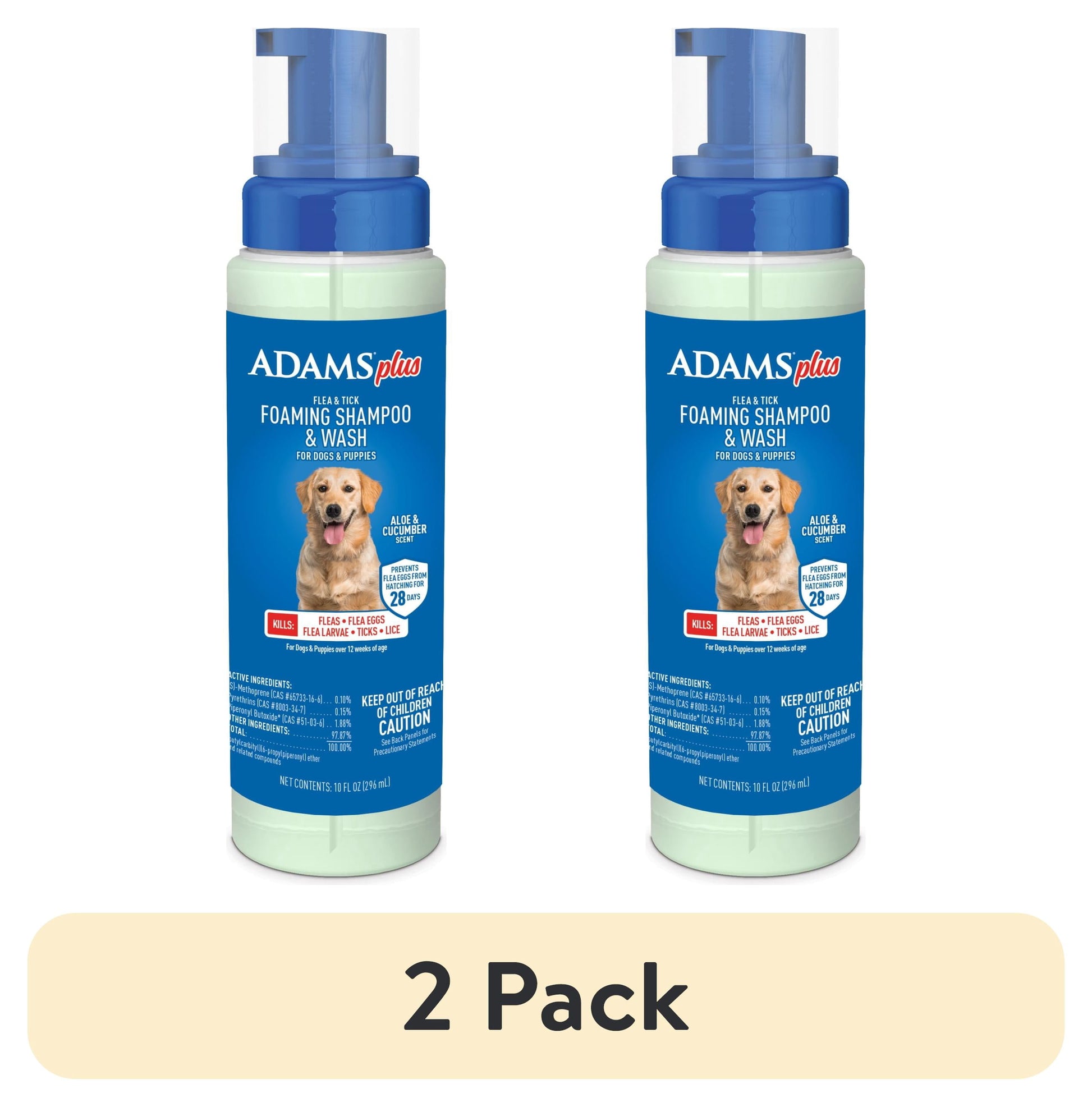 (2 Pack)  plus Flea & Tick Foaming Shampoo & Wash for Dogs & Puppies, Flea Shampoo to Treat Flea Infestations, Kills Ticks, Fleas, Flea Eggs & Lice, Cleans and Conditions Coat, 10 Fl Oz