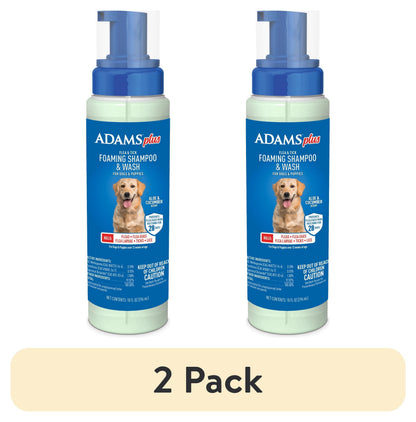 (2 Pack)  plus Flea & Tick Foaming Shampoo & Wash for Dogs & Puppies, Flea Shampoo to Treat Flea Infestations, Kills Ticks, Fleas, Flea Eggs & Lice, Cleans and Conditions Coat, 10 Fl Oz