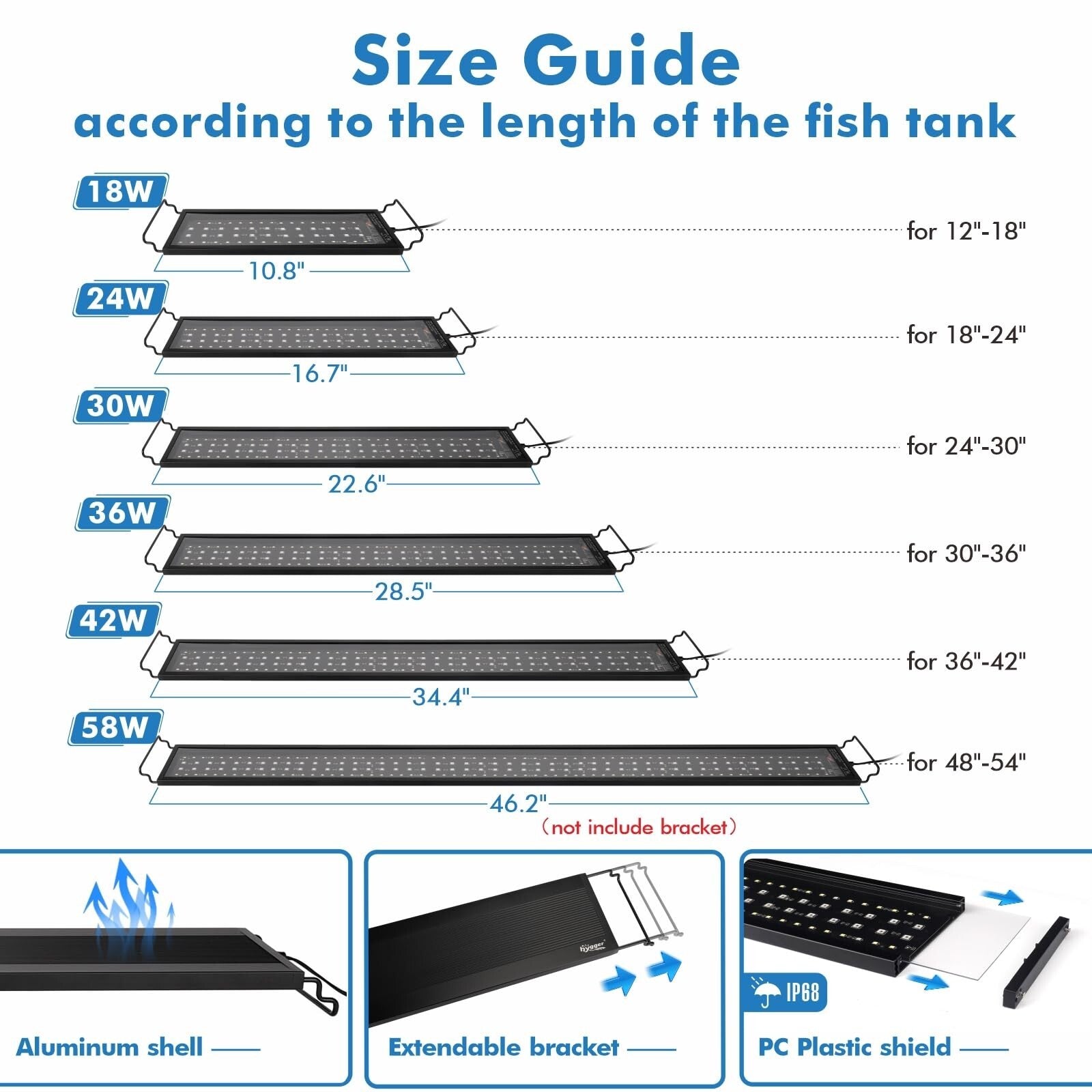 Hygger Advanced Remote Control Aquarium Light Customizable Full Spectrum Fish...