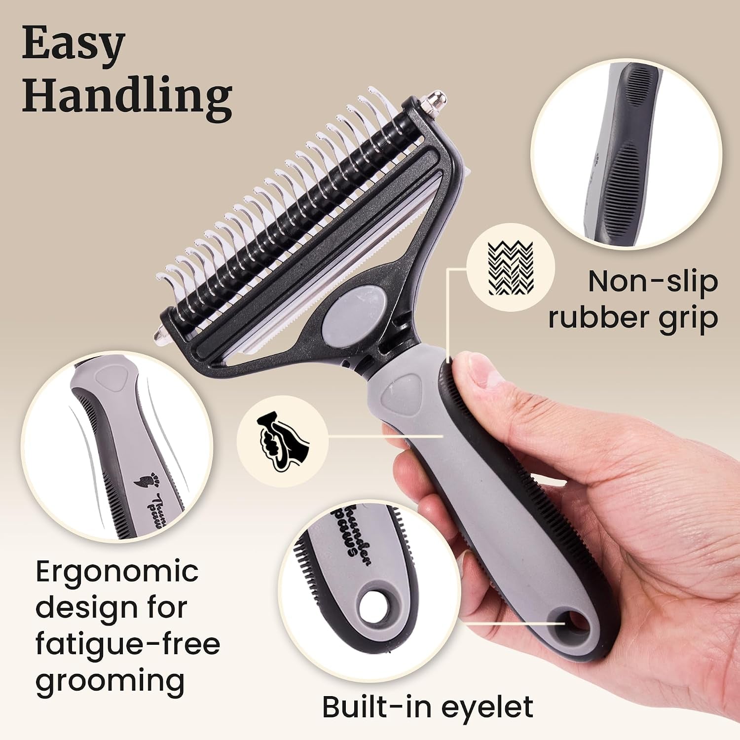 2-In-1 Deshedding Brush and Dematting Rake for Dogs – Double Coat Undercoat Grooming Tool for Medium to Large Breeds, Reduces Shedding by up to 95%