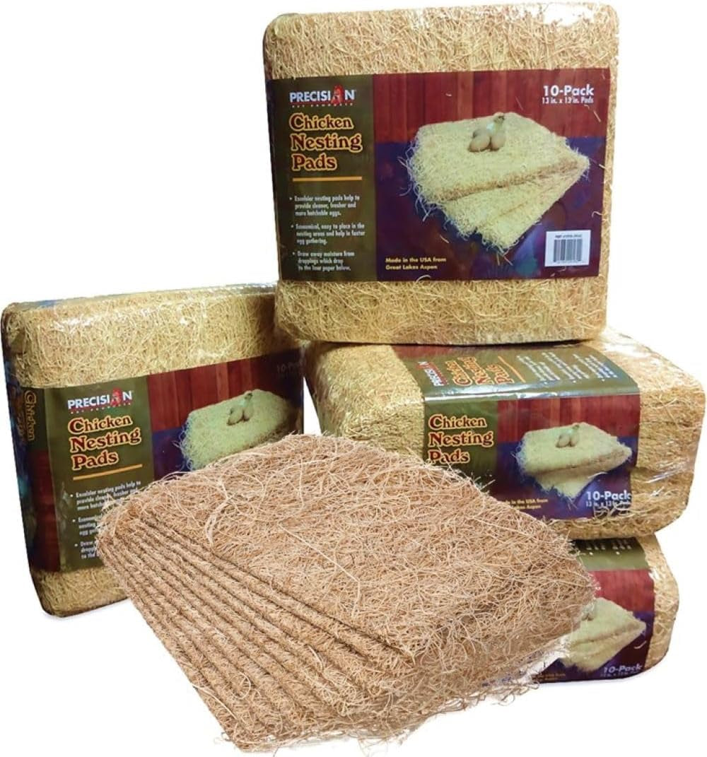 Chicken Nesting Pads by Petmate – 13” X 13” Premium Chicken Bedding Fit Most Nesting Boxes – 10 Pack,Beige, Made in USA