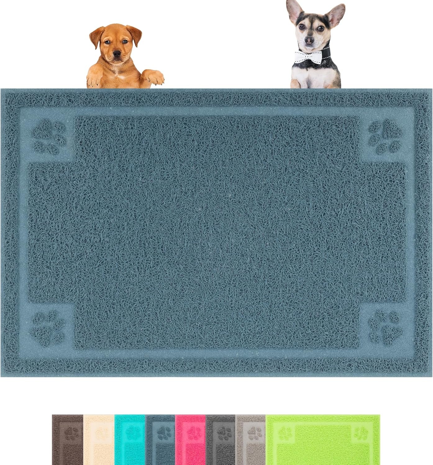 Pet Feeding Mat Large for Dogs and Cats,24"×16" Flexible and Easy to Clean Feeding Mat,Best for Non Slip Waterproof Feeding Mat. (Silver Blue)