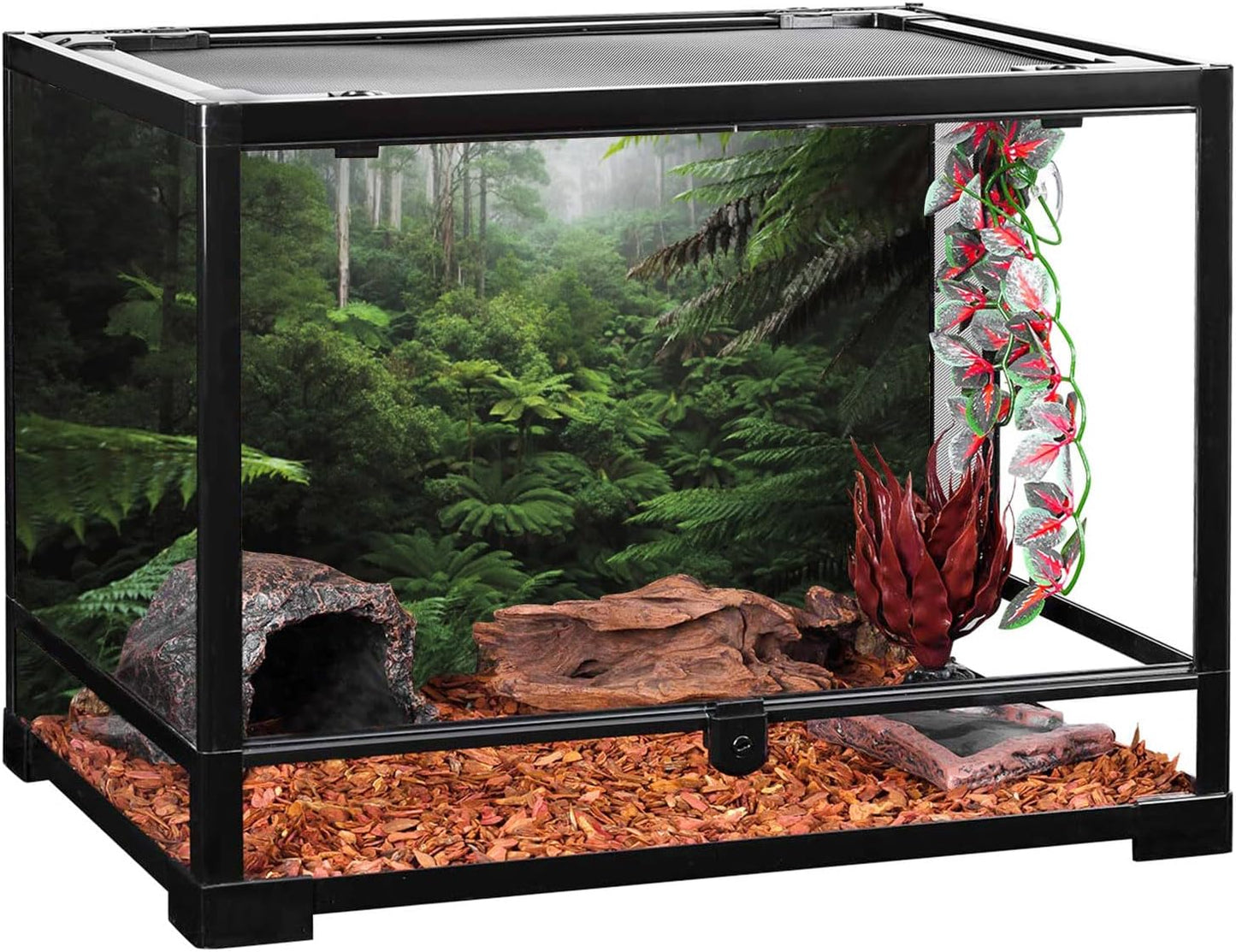 Foggy Forest Terrarium Background Green Tree Reptile Habitat Background Tropical Rainforest Aquarium Background 48X24 Inches