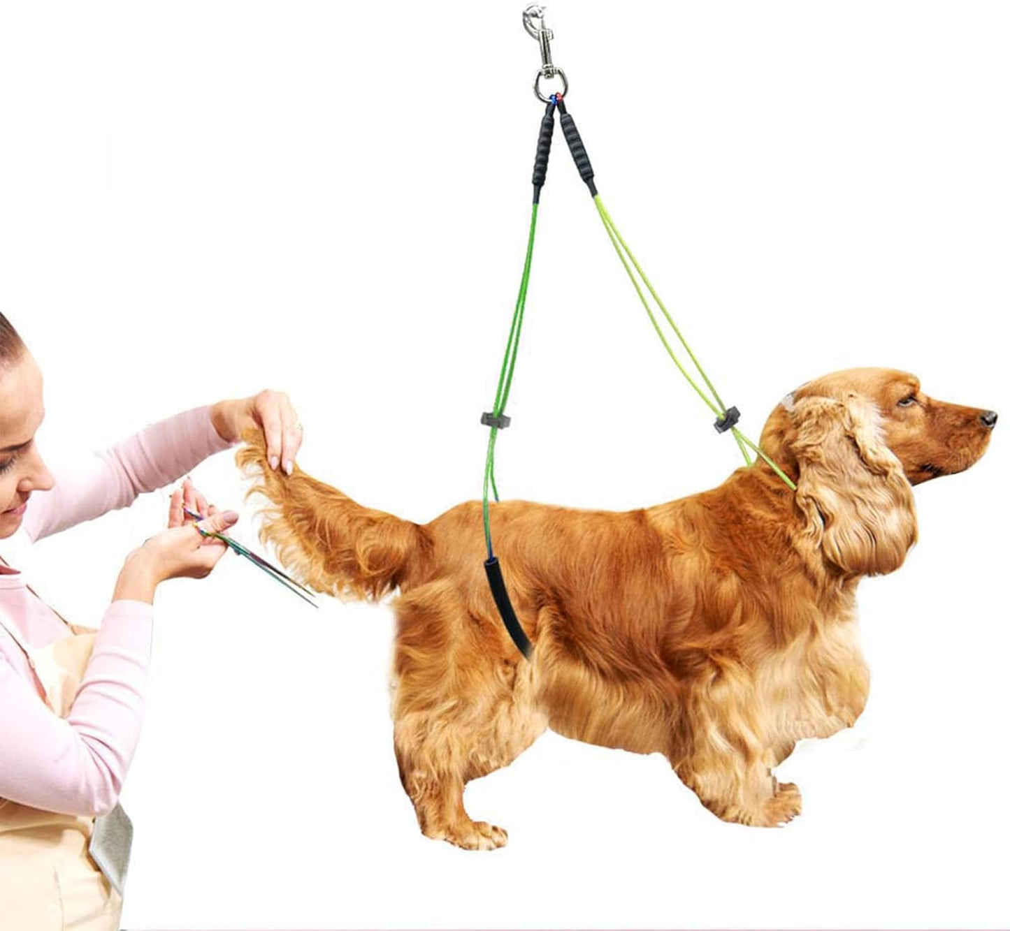 Adjustable Pet Grooming Leash No-Sit Haunch Holder Restraint Wash Choker Dogs Cats Grooming Table Arm(Yellow+Green)