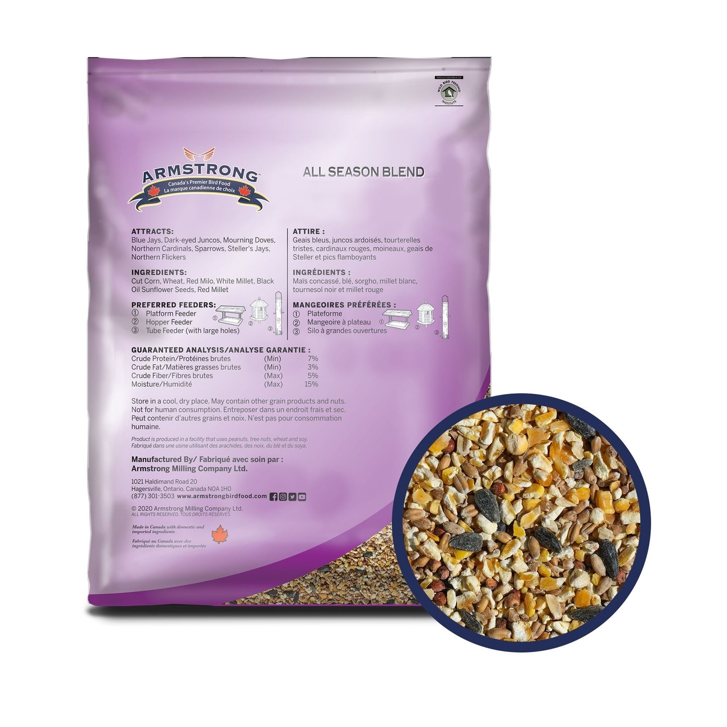 Armstrong Wild Bird Food All Season Bird Seed Blend, 20Lb, High Energy Diet
