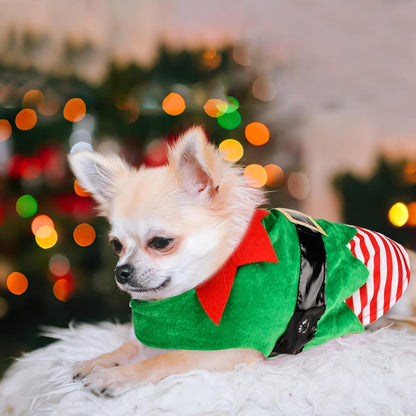 Christmas Dog Pajamas, Winter Warm Cute Holiday Theme Dog Onesie Jumpsuit Stretchy Doggie Sweater Puppy Clothes Outift Xmas Tiny Pet PJS for Small Dogs Cat Apparel (NO String Light, Medium)