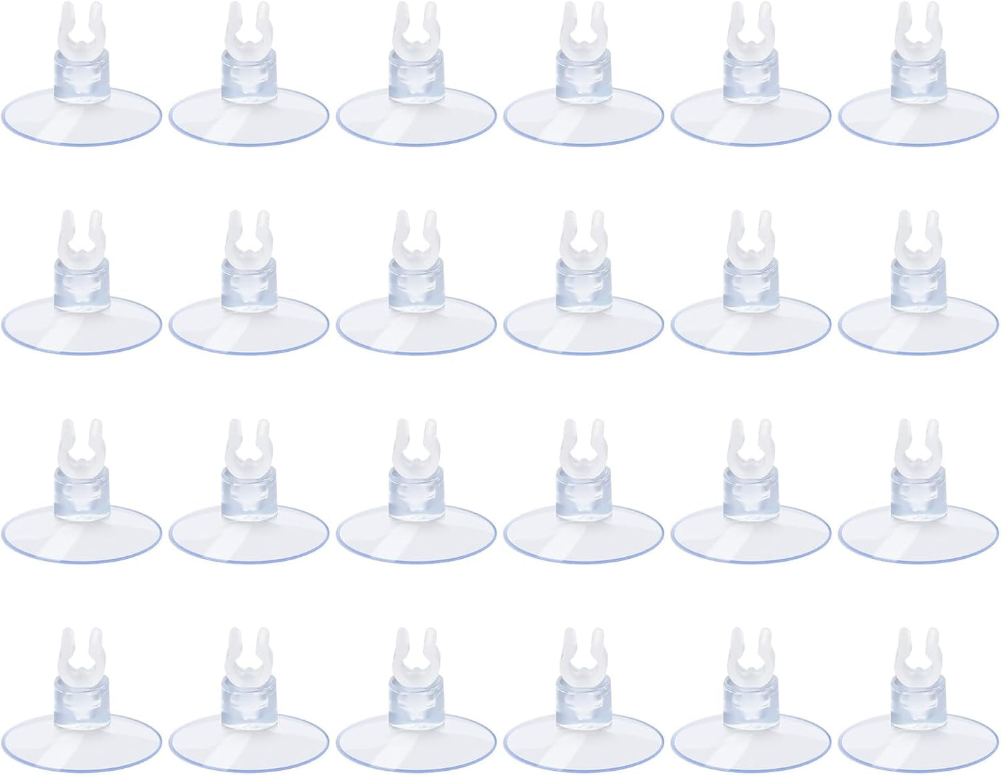 Aquarium Suction Cups, for Fish Tank Airline Tubing, with Clips 3/16" Air Hose Holder, 24Pcs (Clear)