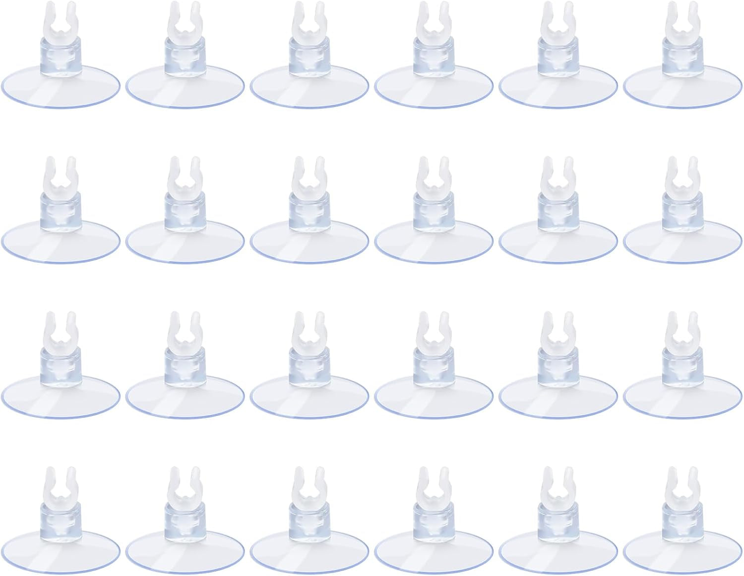 Aquarium Suction Cups, for Fish Tank Airline Tubing, with Clips 3/16" Air Hose Holder, 24Pcs (Clear)