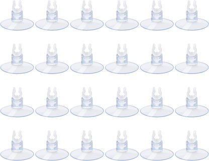Aquarium Suction Cups, for Fish Tank Airline Tubing, with Clips 3/16" Air Hose Holder, 24Pcs (Clear)