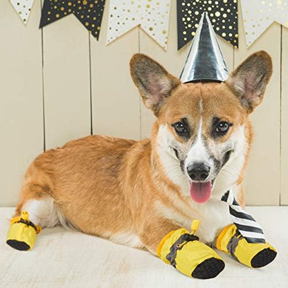 5 Sets 20 Pieces Dog Boots Paw Protectors Anti-Slip Dog Sock Shoes Waterproof Dog Boots with Adjustable Fastening Straps for Pets Dogs (Small Size)