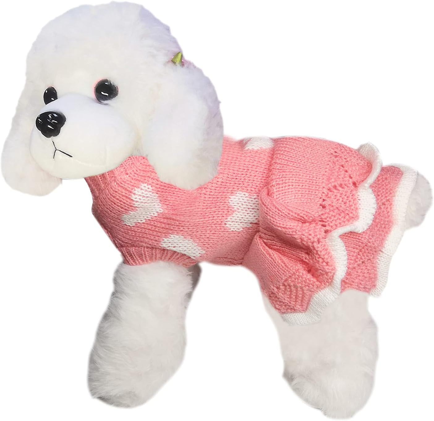 Dog Sweater Puppy Dress: Warm Pet Small Dogs Clothes Winter Dog Heart Sweater Doggy Sweatshirt Doggie Coat Cat Clothing Kitten Dresses (Pink1, Medium)