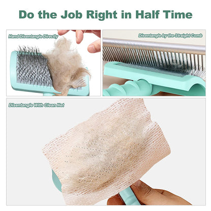 Grooming Brush for Dogs, Cats Shedding Hair Supplies, Removing Hair Comb for Pet Long Hair Green