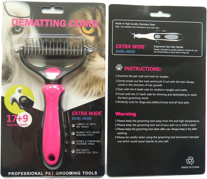 Generation 1 Pet Grooming Brush Dematting Comb with 2 Sided Professional Grooming Rake for Cats & Dogs Deshedding, Mats & Tangles Removing