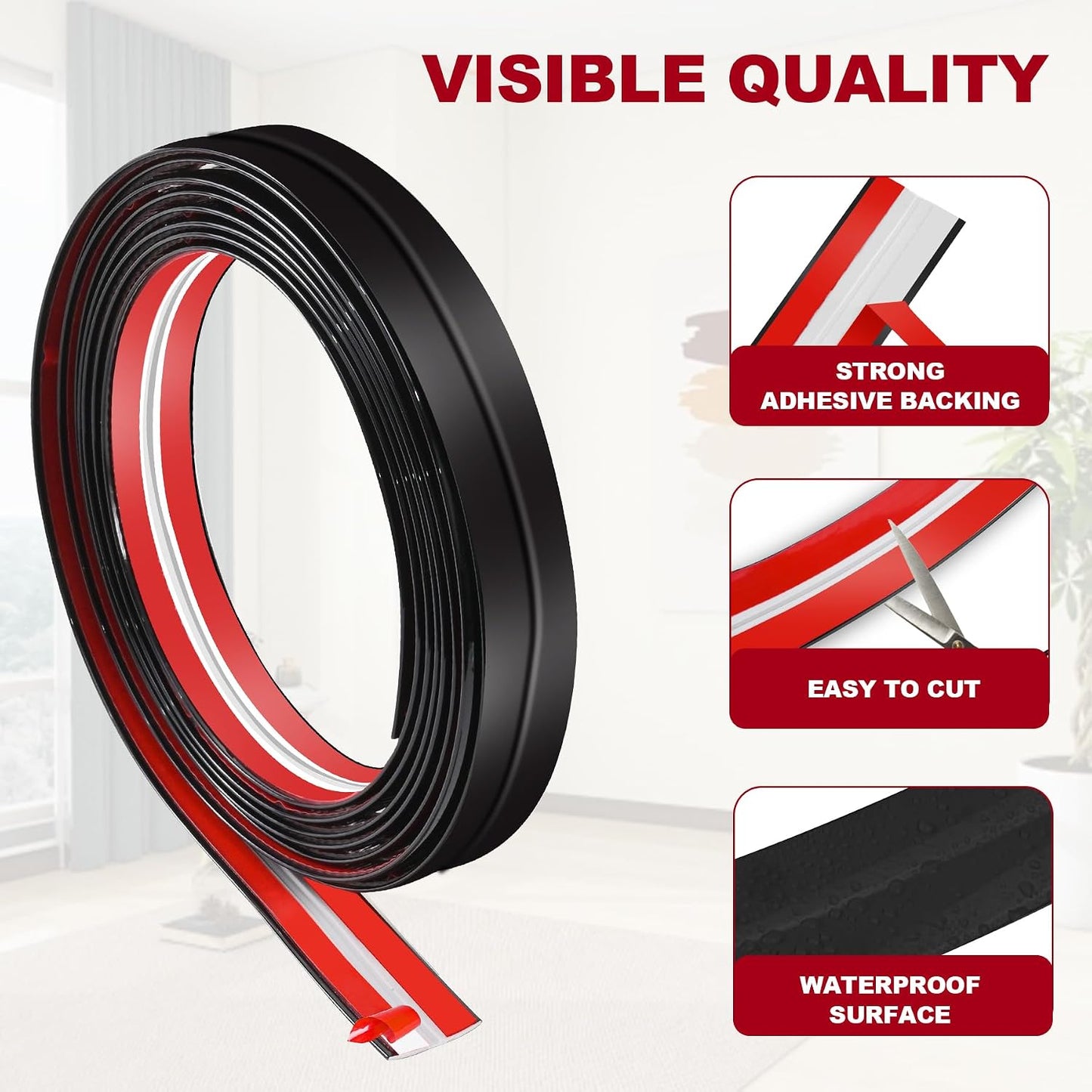 0.8 Inch X 10 Feet Wall Corner Protector Peel and Stick Corner Trim Molding Strip Self Adhesive Wall Edge Protectors Guards for Edge Ceiling, Black