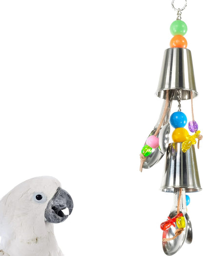 1505 Duo Spoon Bobble Toy Parrot Pot Cage Toys Cages Amazon African Grey Macaw Parrots Cockatoo Conure Foraging Ball Aviary