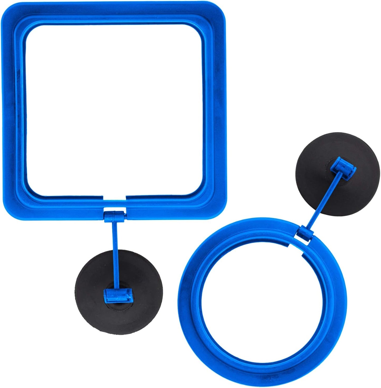 2 Pack Fish Feeding Ring, Aquarium Fish Floating Food Feeder, Square and round Feeder Circle with Suction Cup(Blue)