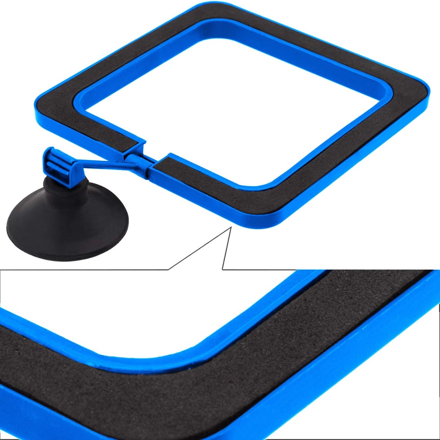 2 Pack Fish Feeding Ring, Aquarium Fish Floating Food Feeder, Square and round Feeder Circle with Suction Cup(Blue)