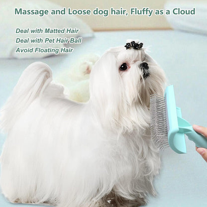 Grooming Brush for Dogs, Cats Shedding Hair Supplies, Removing Hair Comb for Pet Long Hair Green