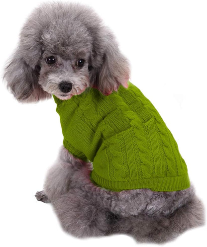 Small Dog Sweaters Knitted Pet Cat Warm Dog Sweatshirt Winter Clothes Kitten Puppy Sweater (Medium,Light Green)