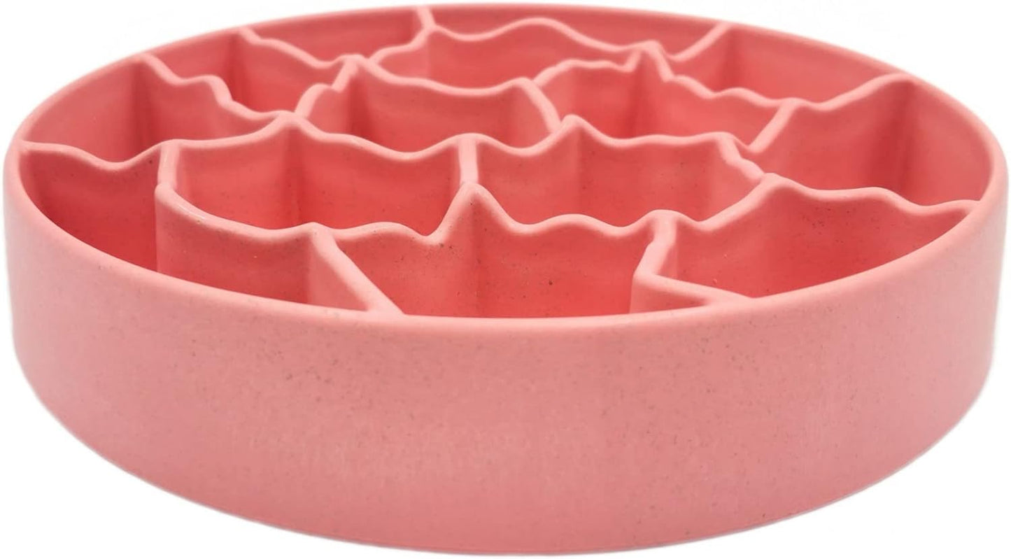 8 Inch Slow Feeder Bowl, Bamboo Fiber Polypropylene, Anti-Gulping Design for Dogs & Cats, 2.5 Cup Capacity