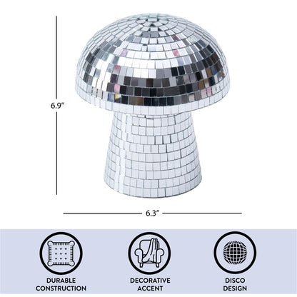 Disco Mushroom Decorative Figurine, 6.9" H X 6.3" W