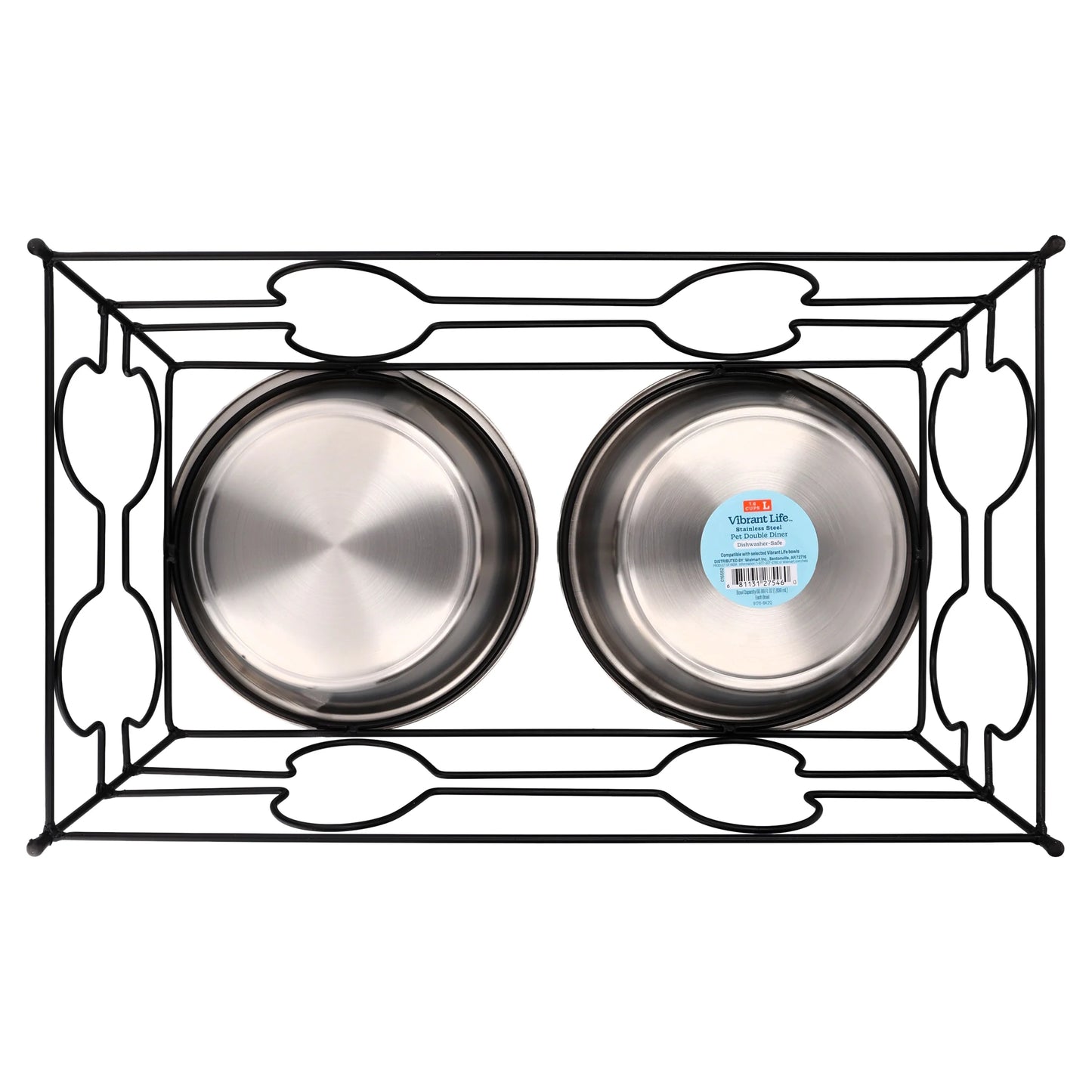 Large 7.6-Cup Stainless Steel Pet Double Diner, Silver