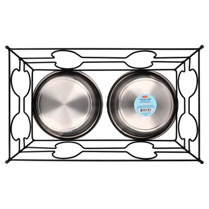 Large 7.6-Cup Stainless Steel Pet Double Diner, Silver